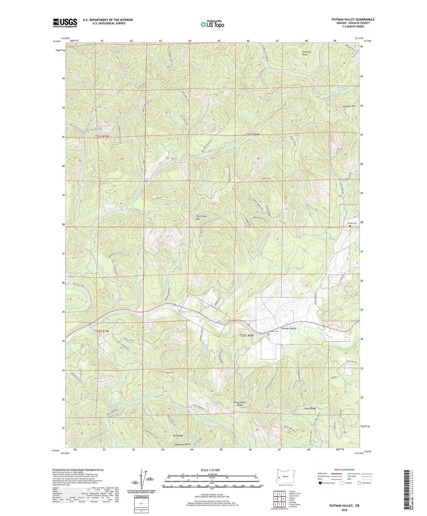 Putnam Valley Oregon US Topo Map Image