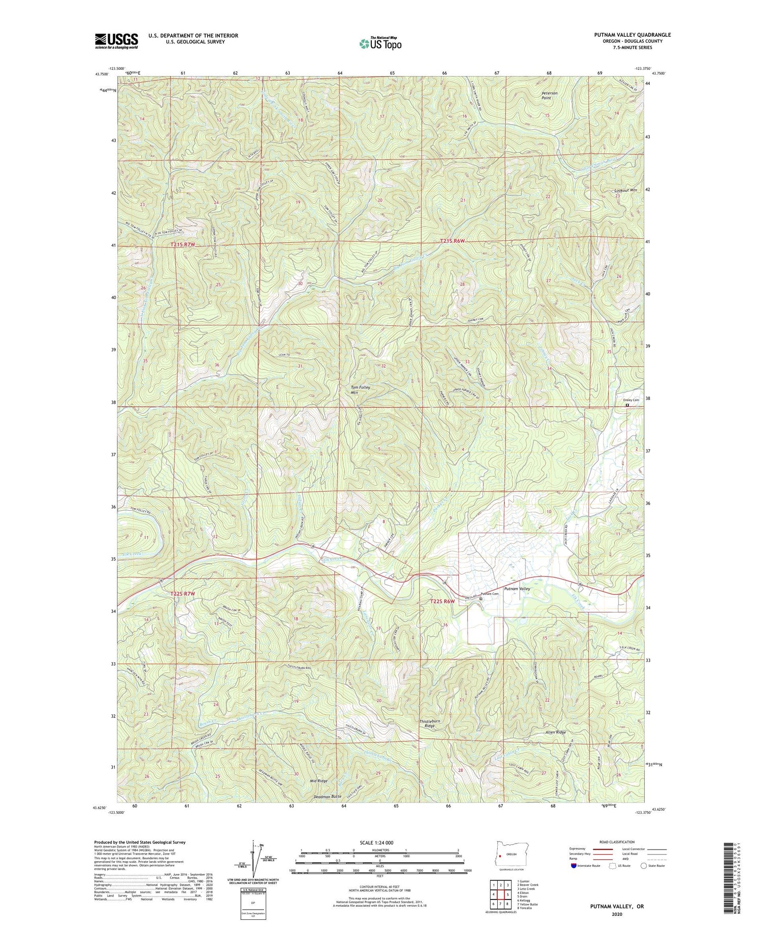 Putnam Valley Oregon US Topo Map Image