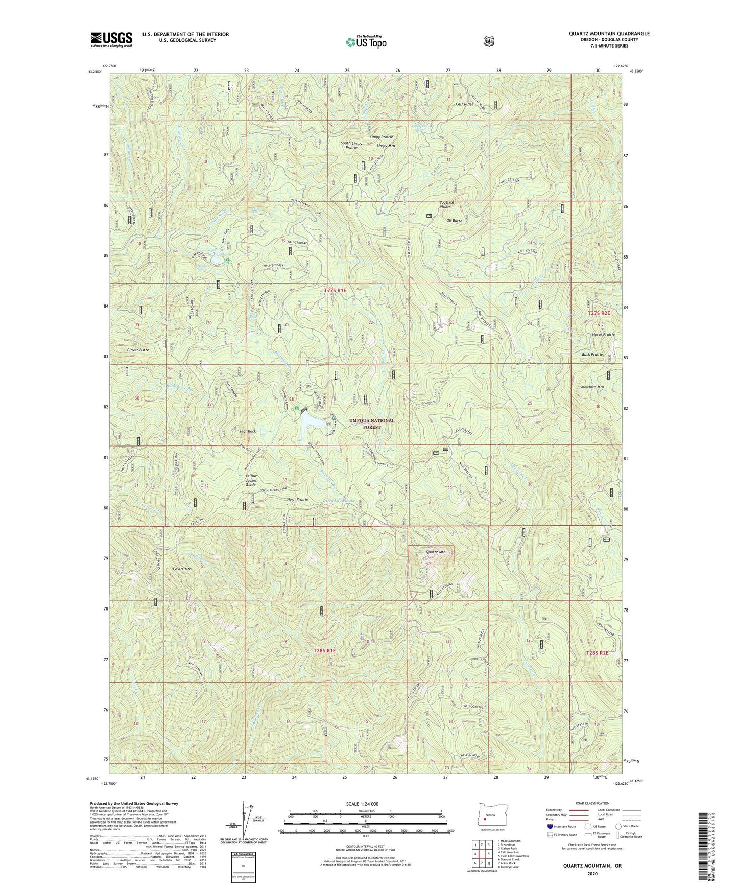 Quartz Mountain Oregon US Topo Map Image