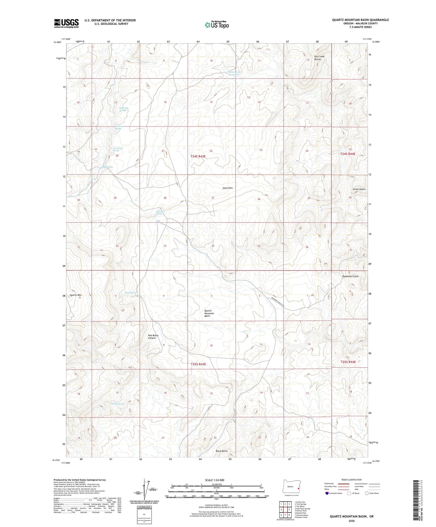 Quartz Mountain Basin Oregon US Topo Map Image