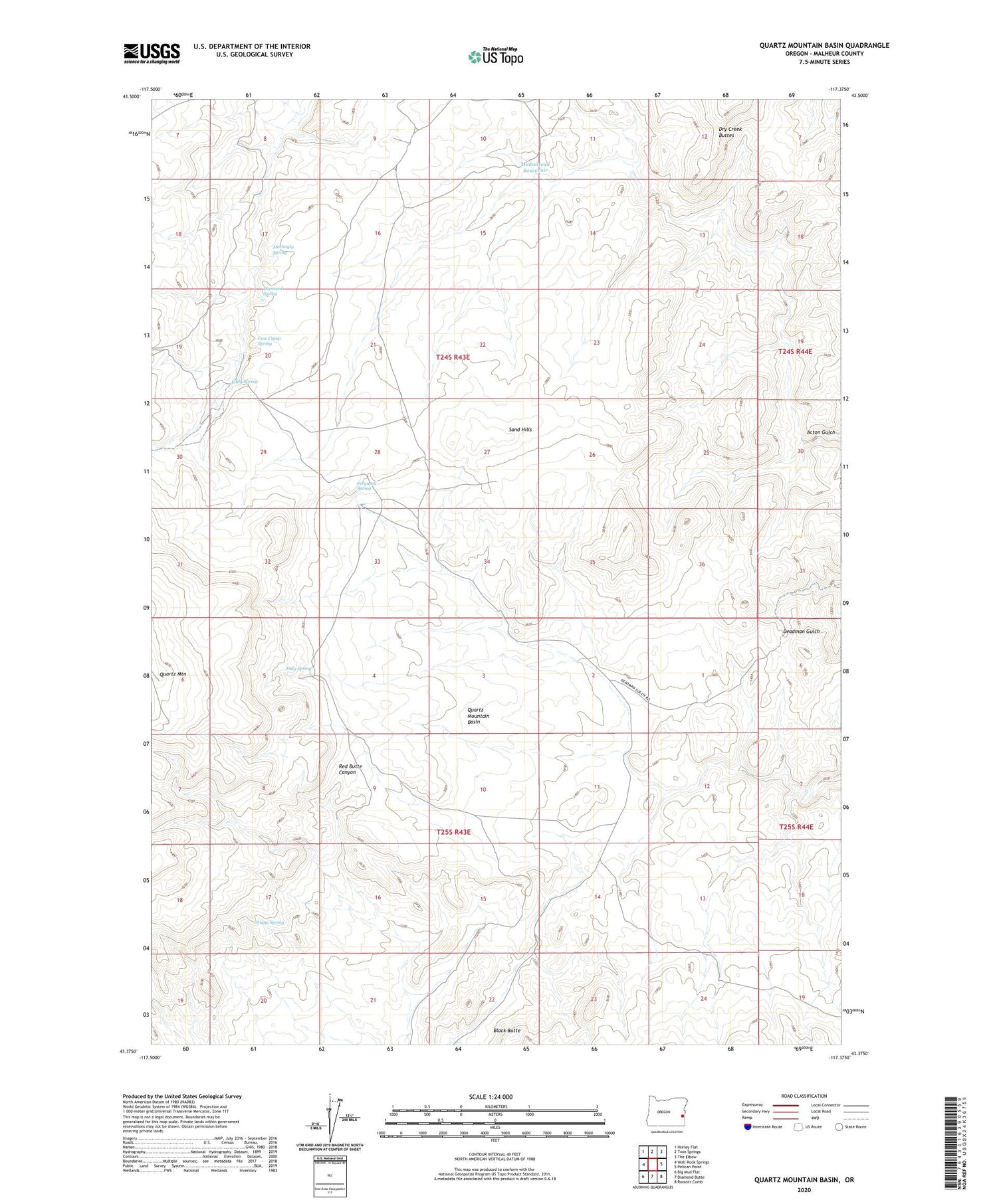 Quartz Mountain Basin Oregon US Topo Map Image