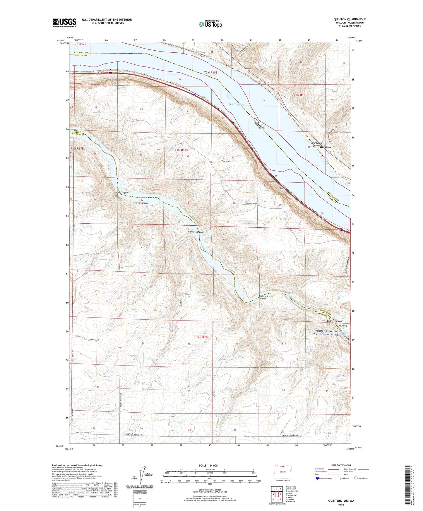 Quinton Oregon US Topo Map Image