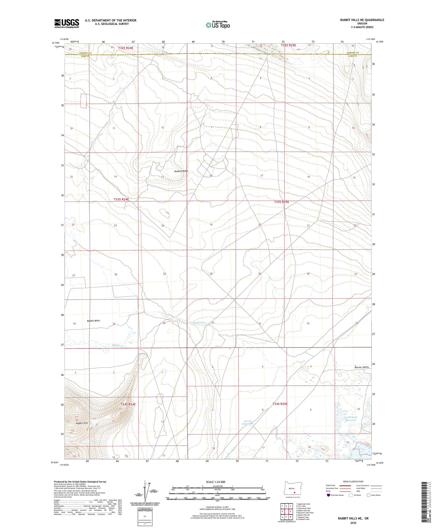 Rabbit Hills NE Oregon US Topo Map Image