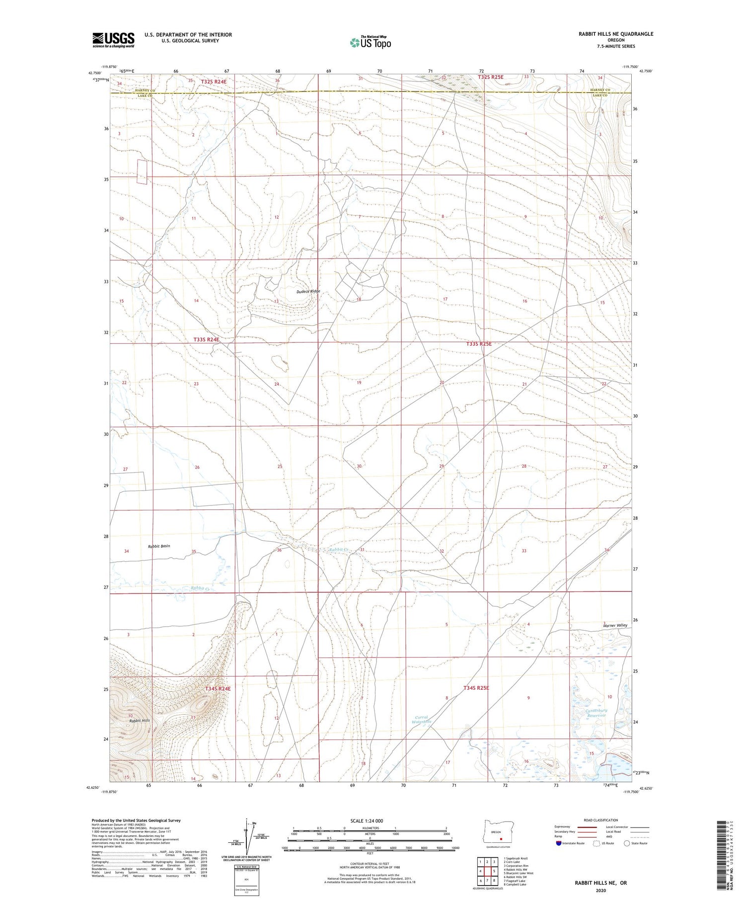 Rabbit Hills NE Oregon US Topo Map Image