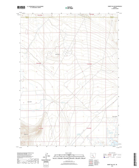 Rabbit Hills NE Oregon US Topo Map Image