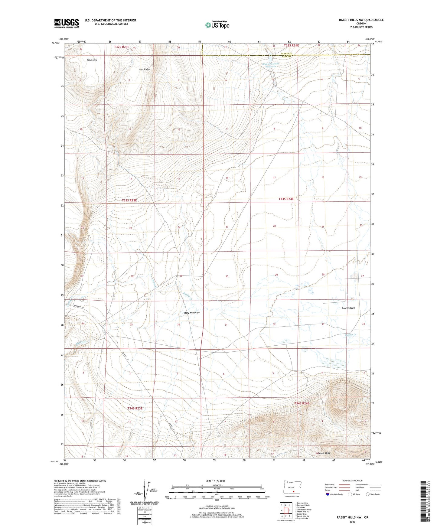 Rabbit Hills NW Oregon US Topo Map Image
