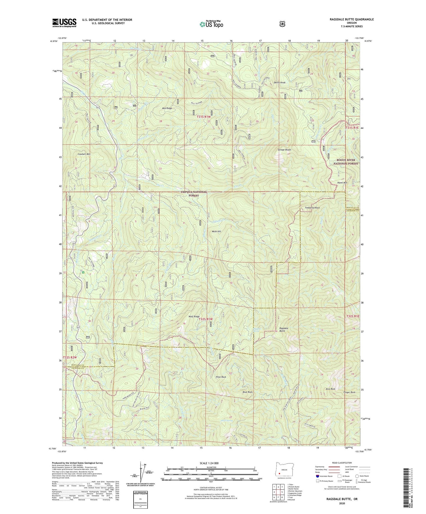 Ragsdale Butte Oregon US Topo Map Image
