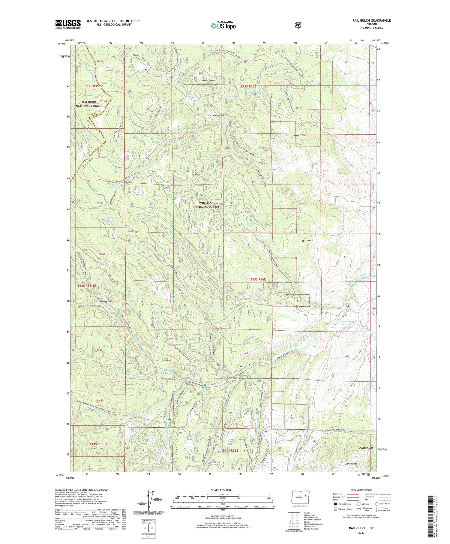Rail Gulch Oregon US Topo Map Image