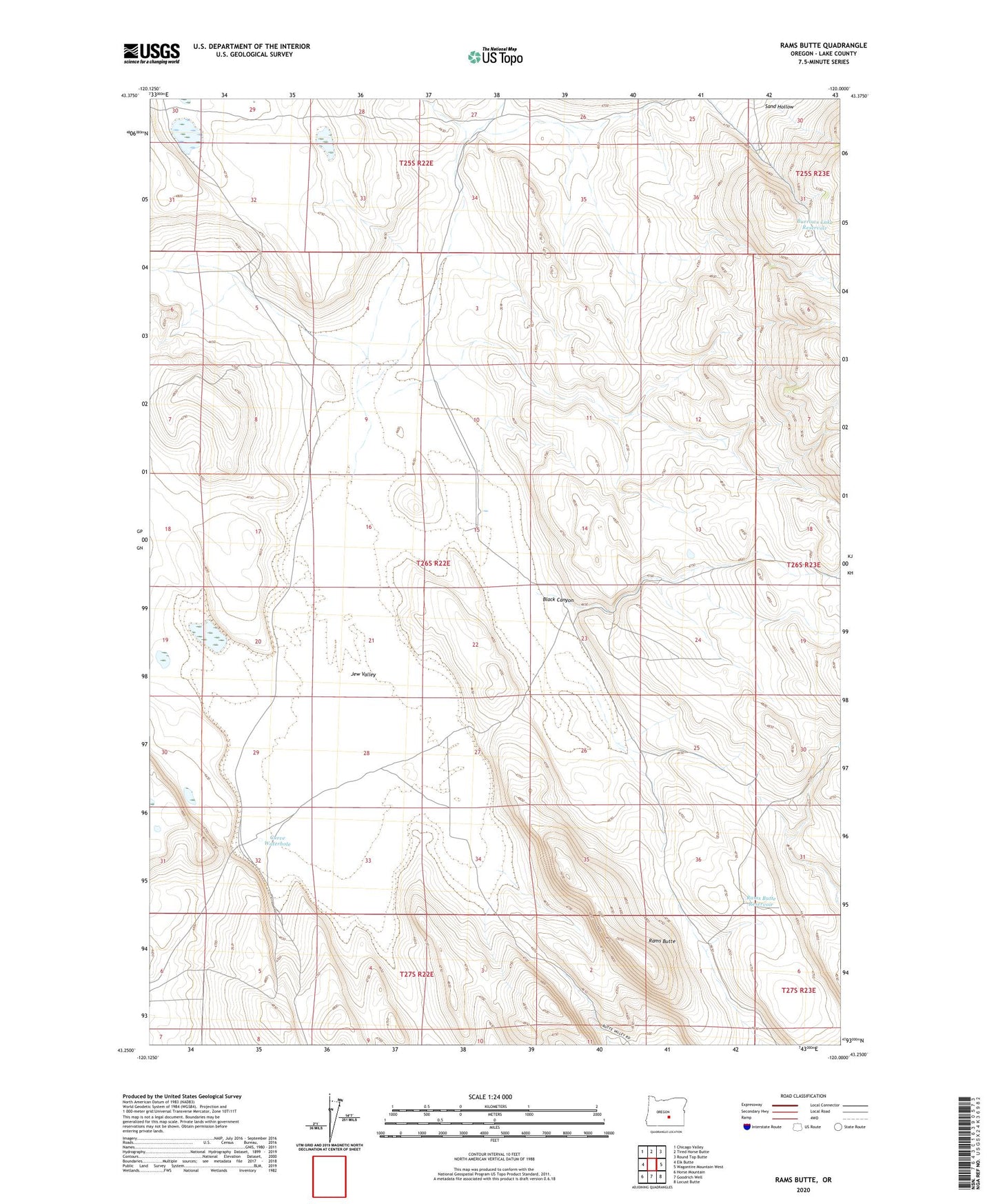Rams Butte Oregon US Topo Map Image