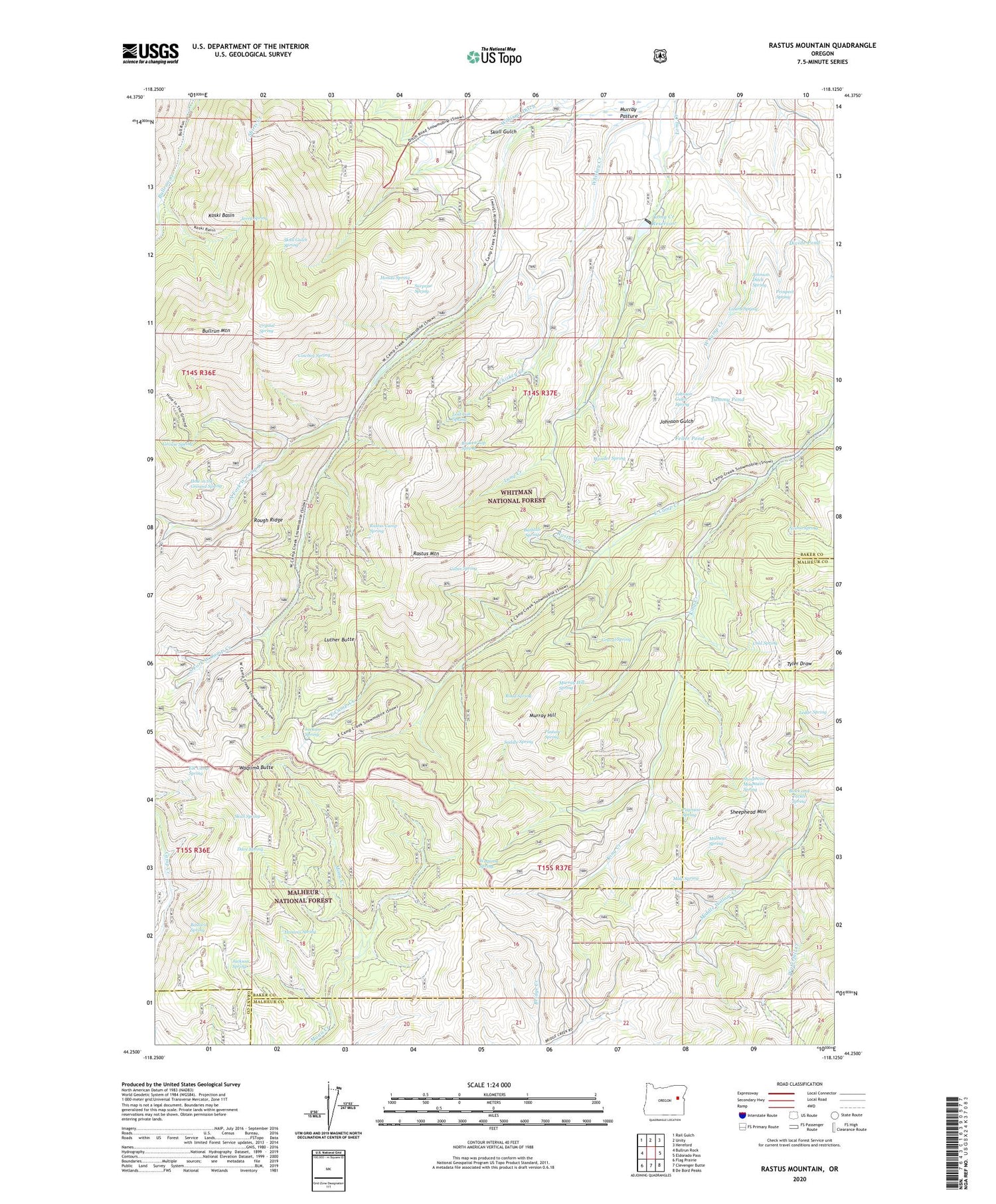Rastus Mountain Oregon US Topo Map Image