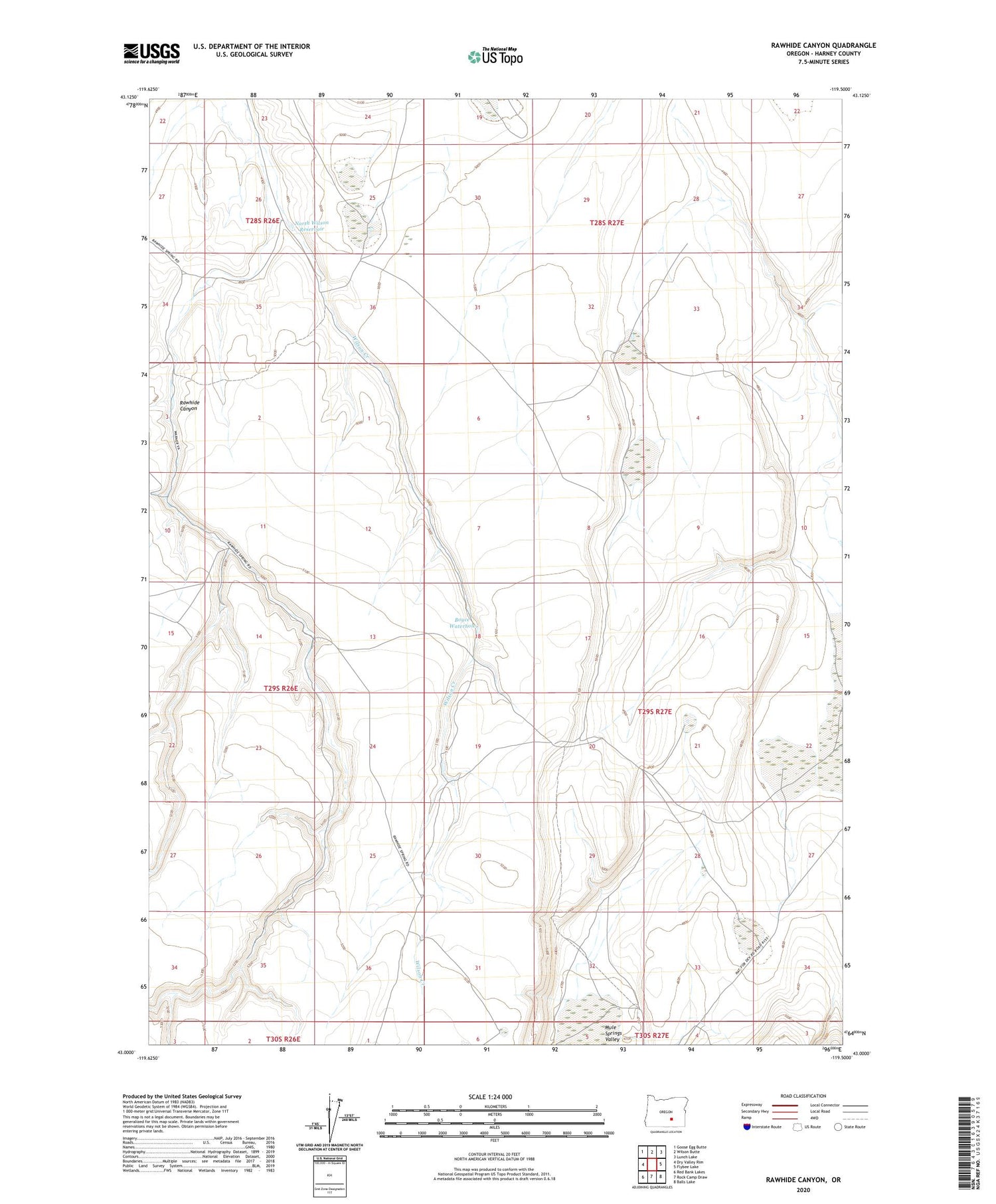 Rawhide Canyon Oregon US Topo Map Image