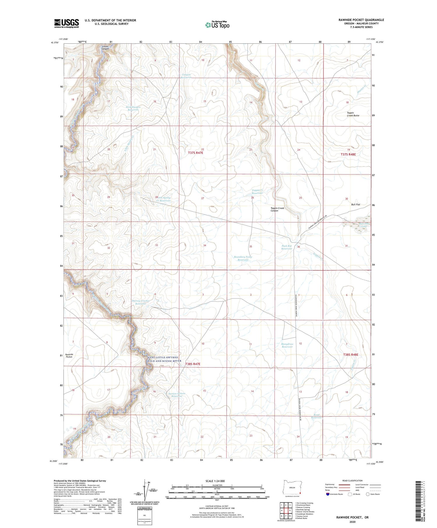 Rawhide Pocket Oregon US Topo Map Image
