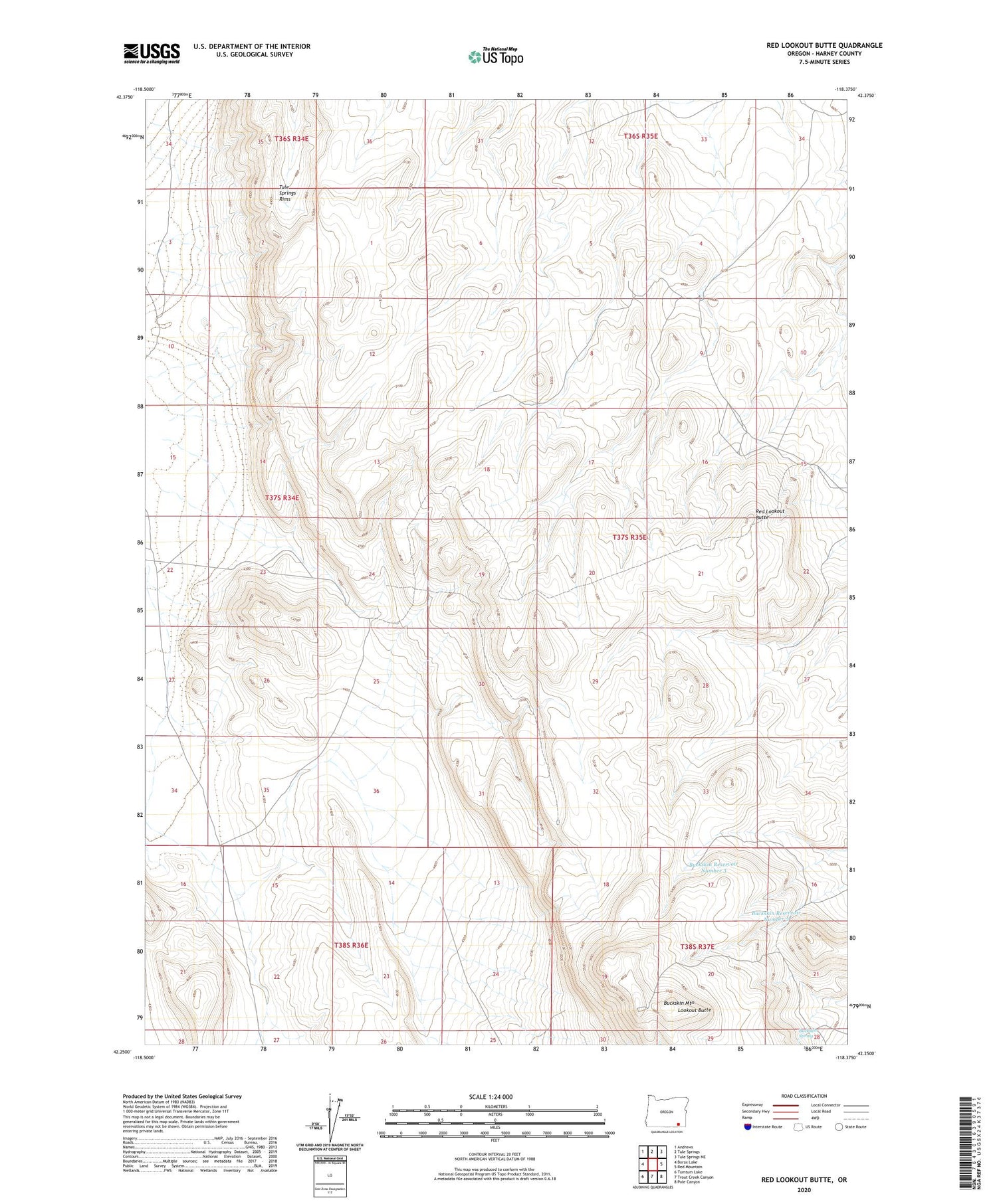 Red Lookout Butte Oregon US Topo Map Image
