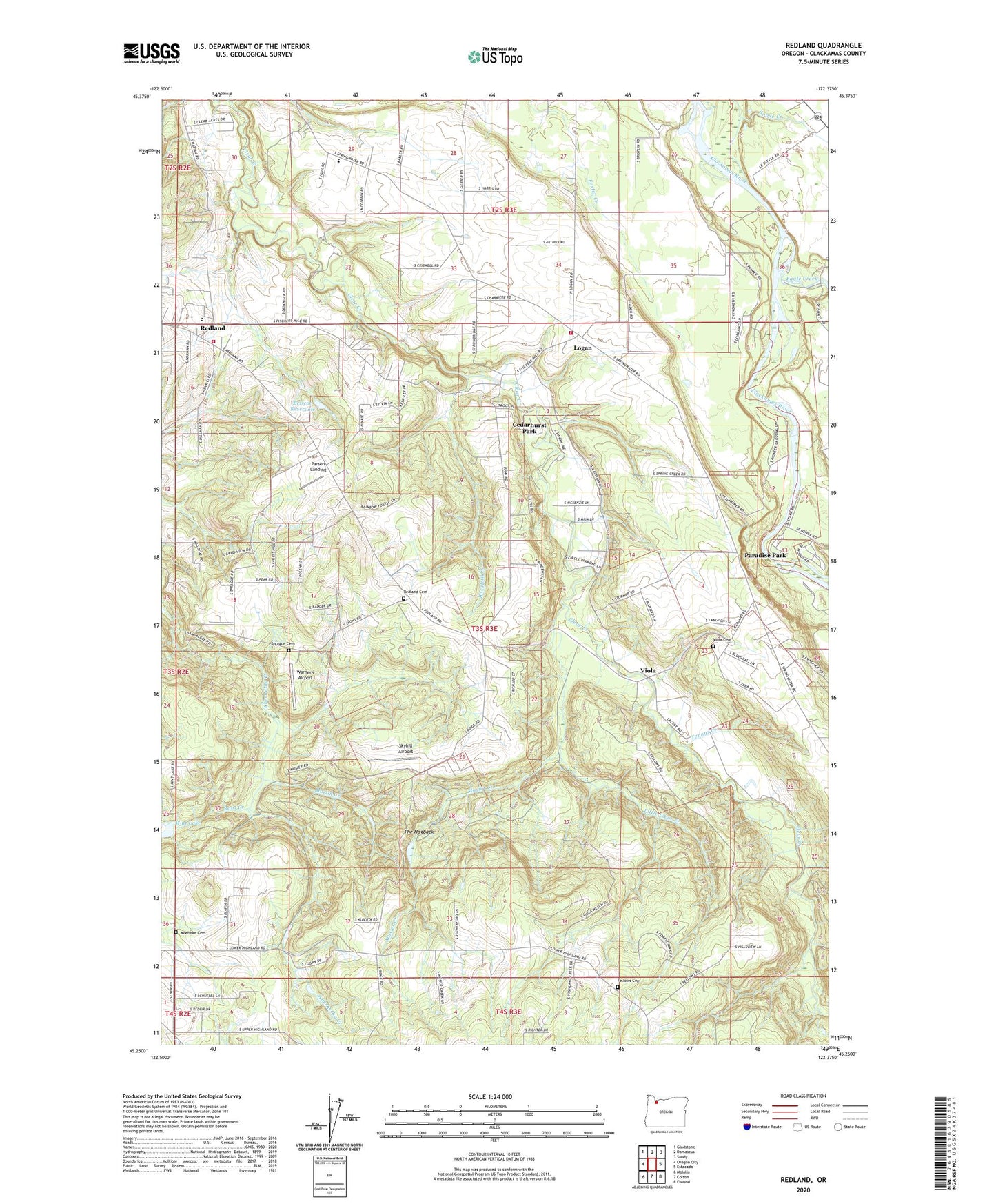 Redland Oregon US Topo Map Image
