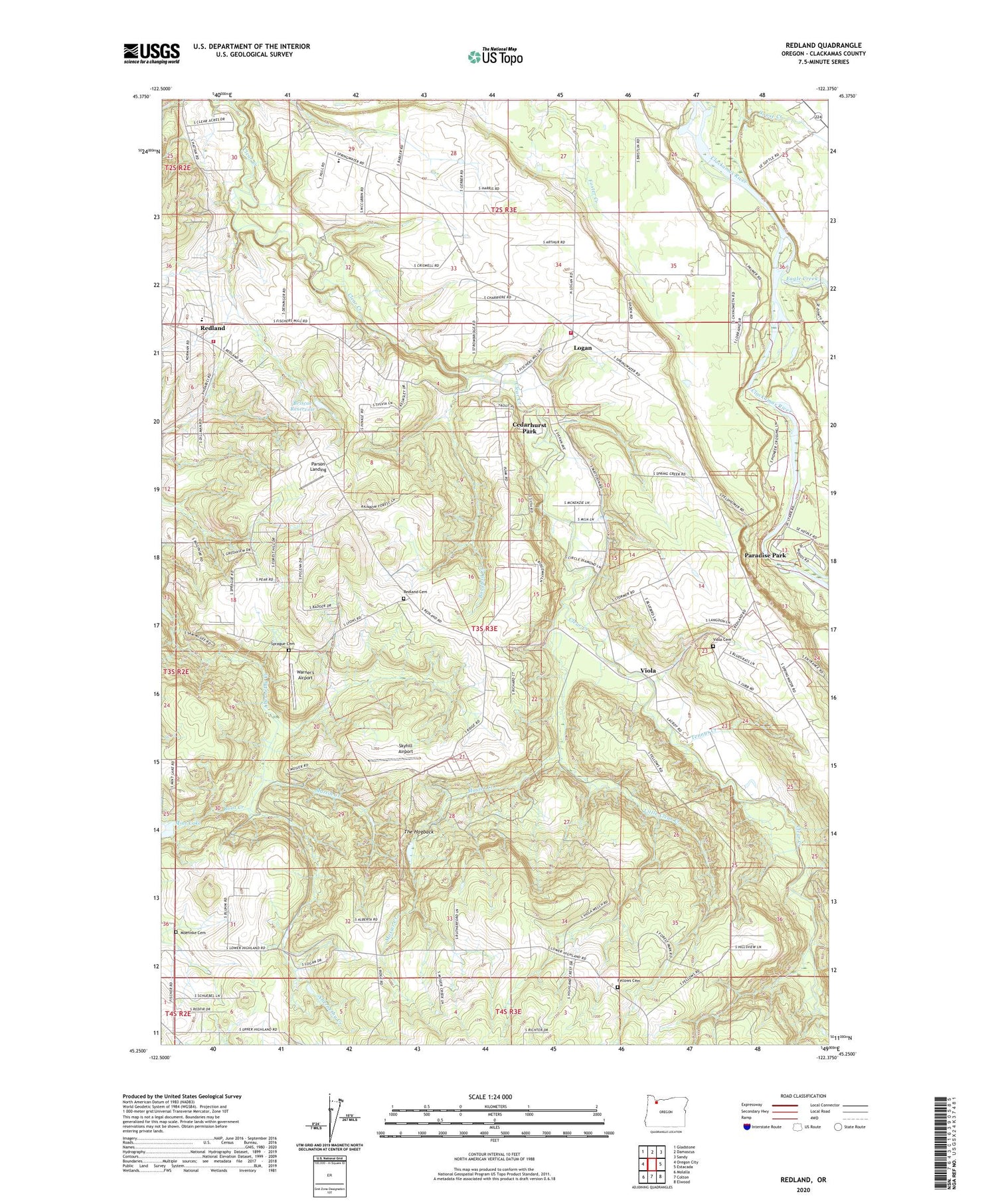 Redland Oregon US Topo Map Image