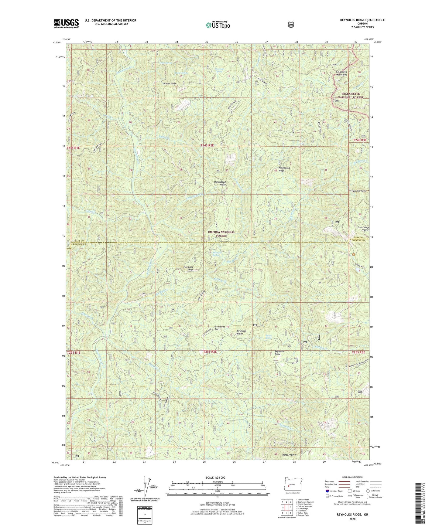 Reynolds Ridge Oregon US Topo Map Image