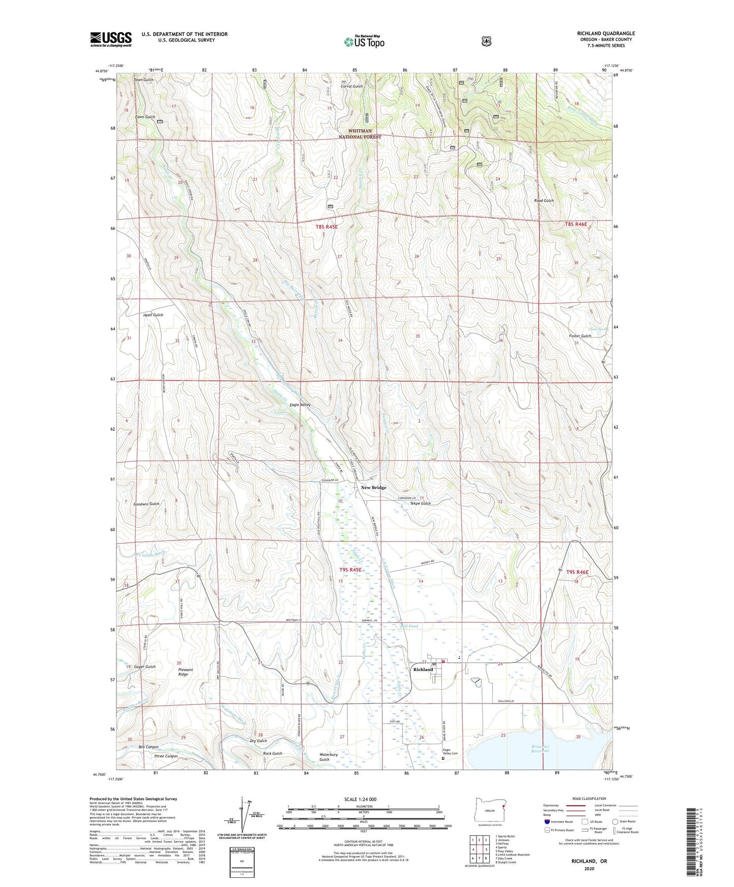 Richland Oregon US Topo Map Image