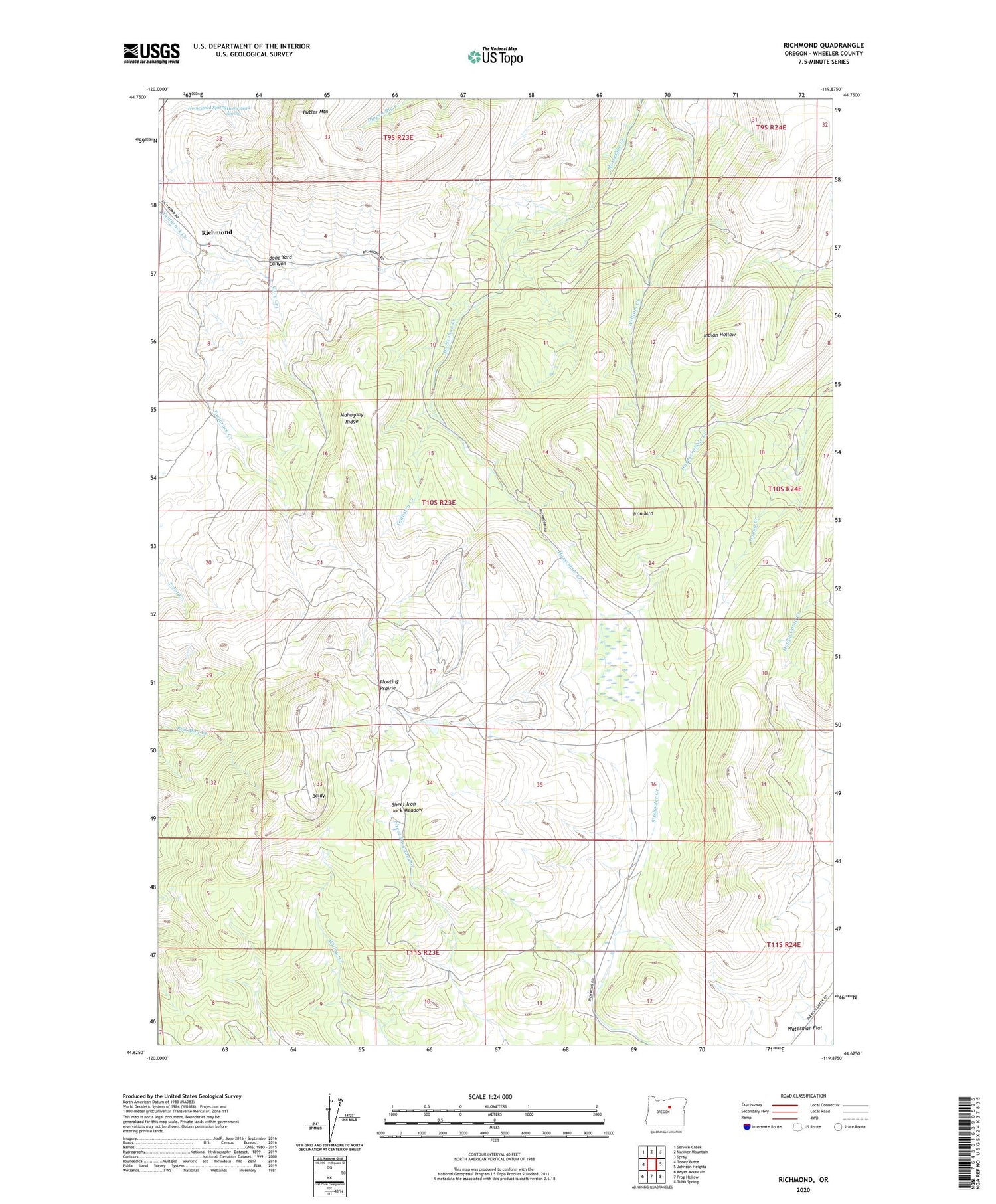 Richmond Oregon US Topo Map Image