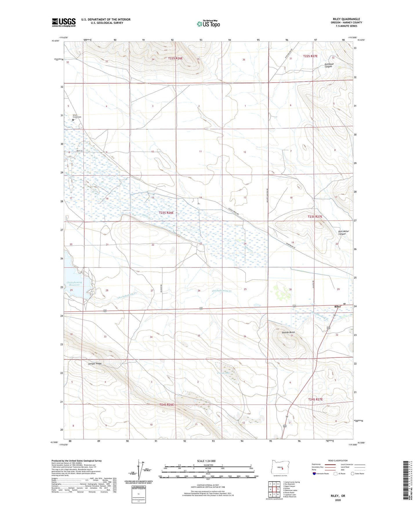Riley Oregon US Topo Map Image