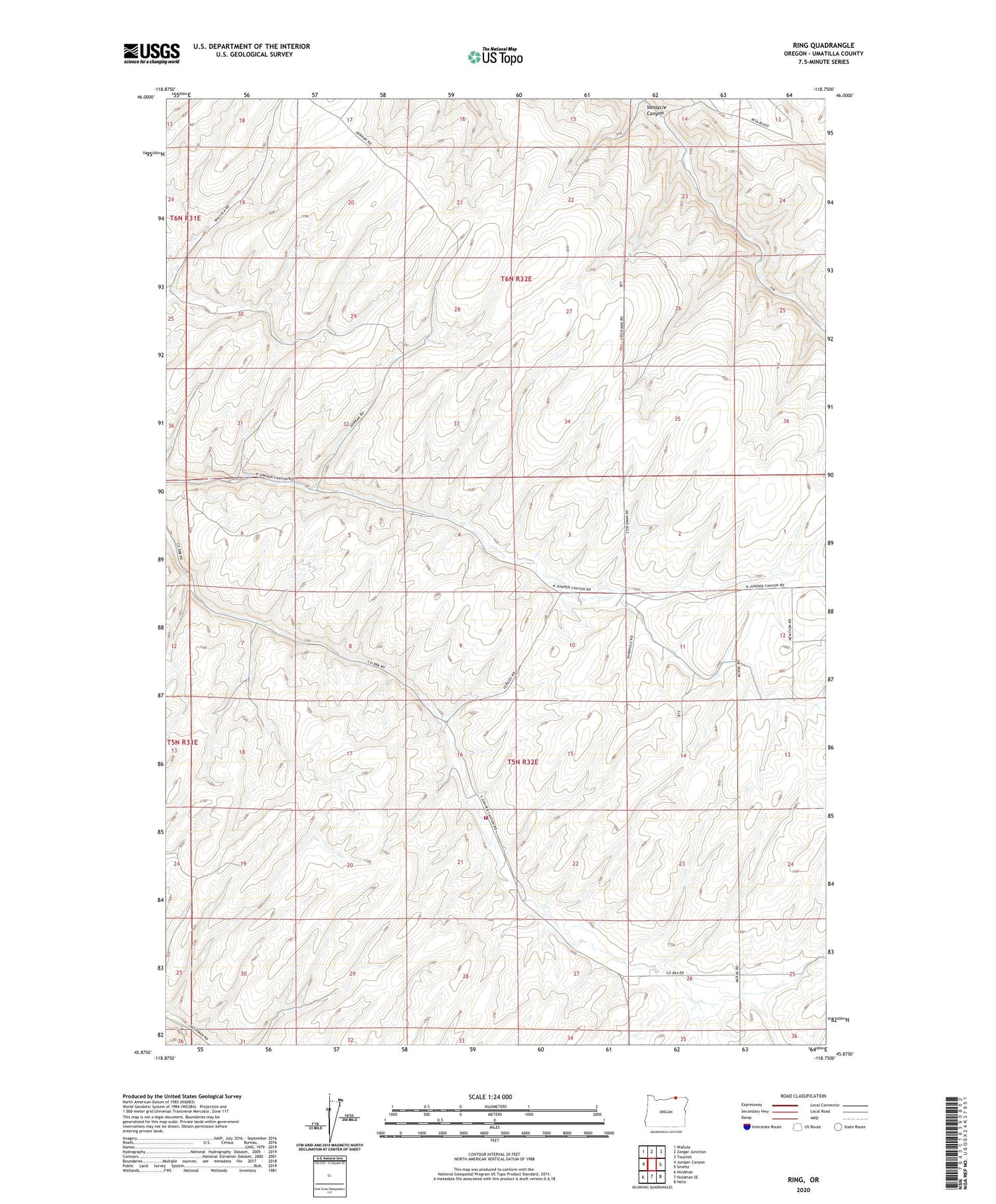 Ring Oregon US Topo Map Image