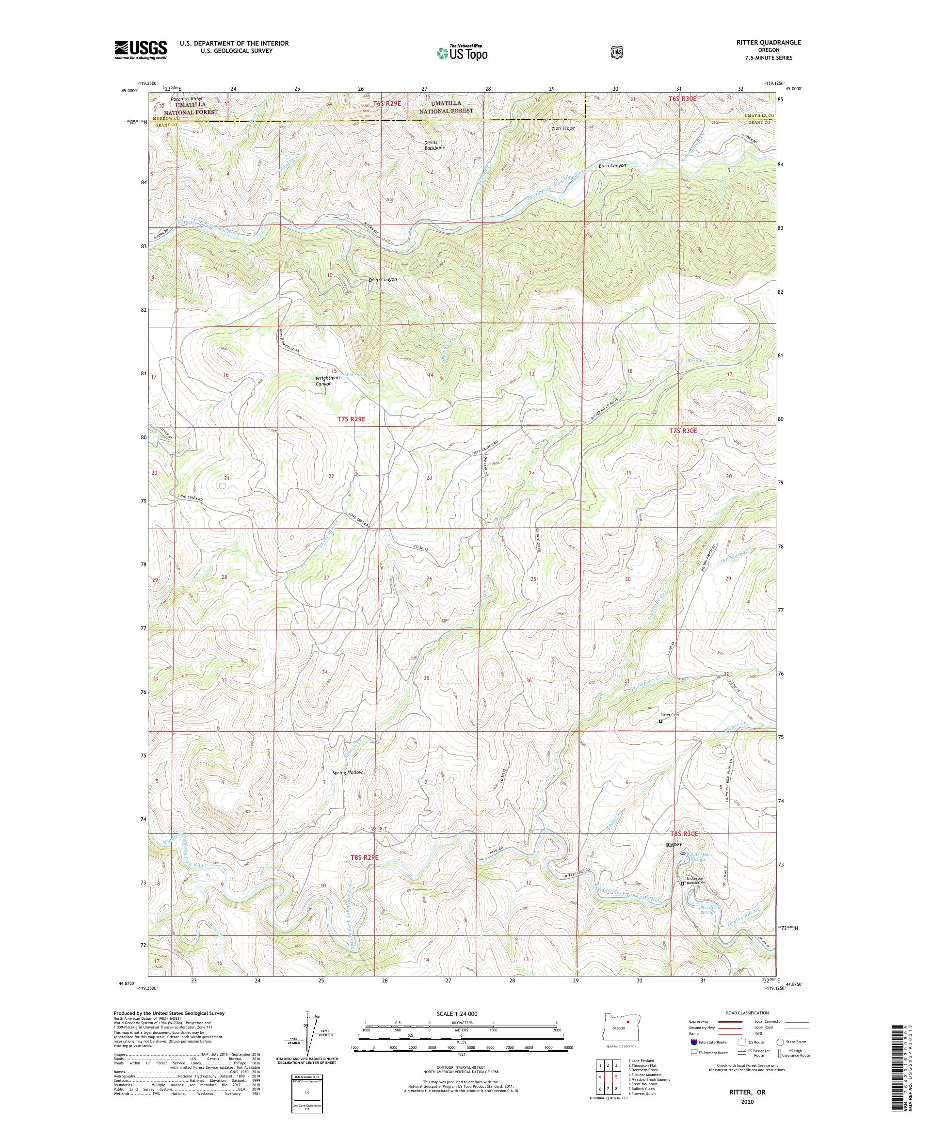 Ritter Oregon US Topo Map – MyTopo Map Store