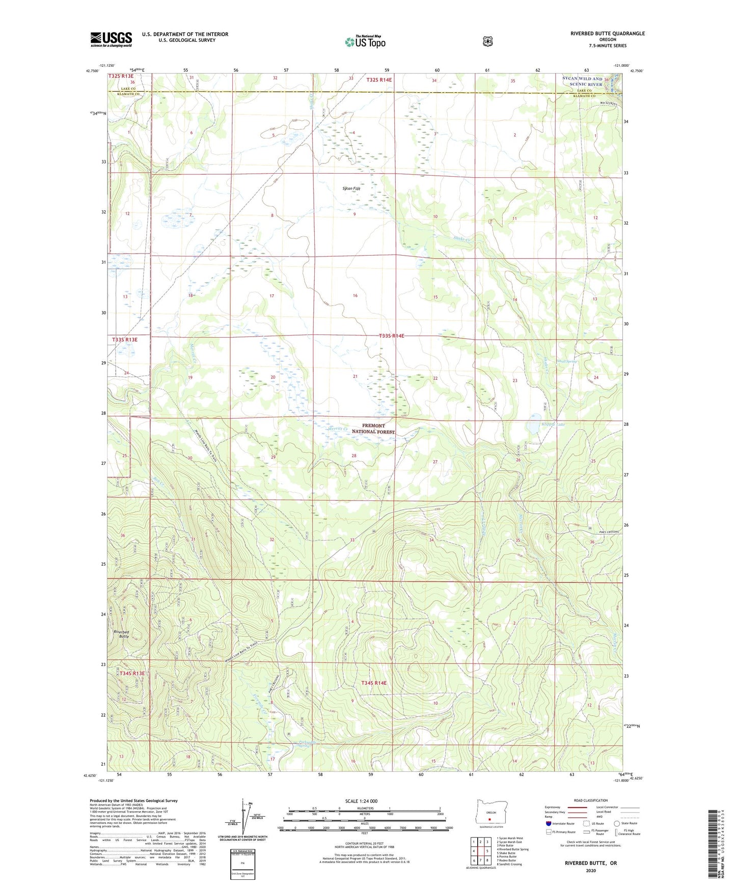 Riverbed Butte Oregon US Topo Map Image