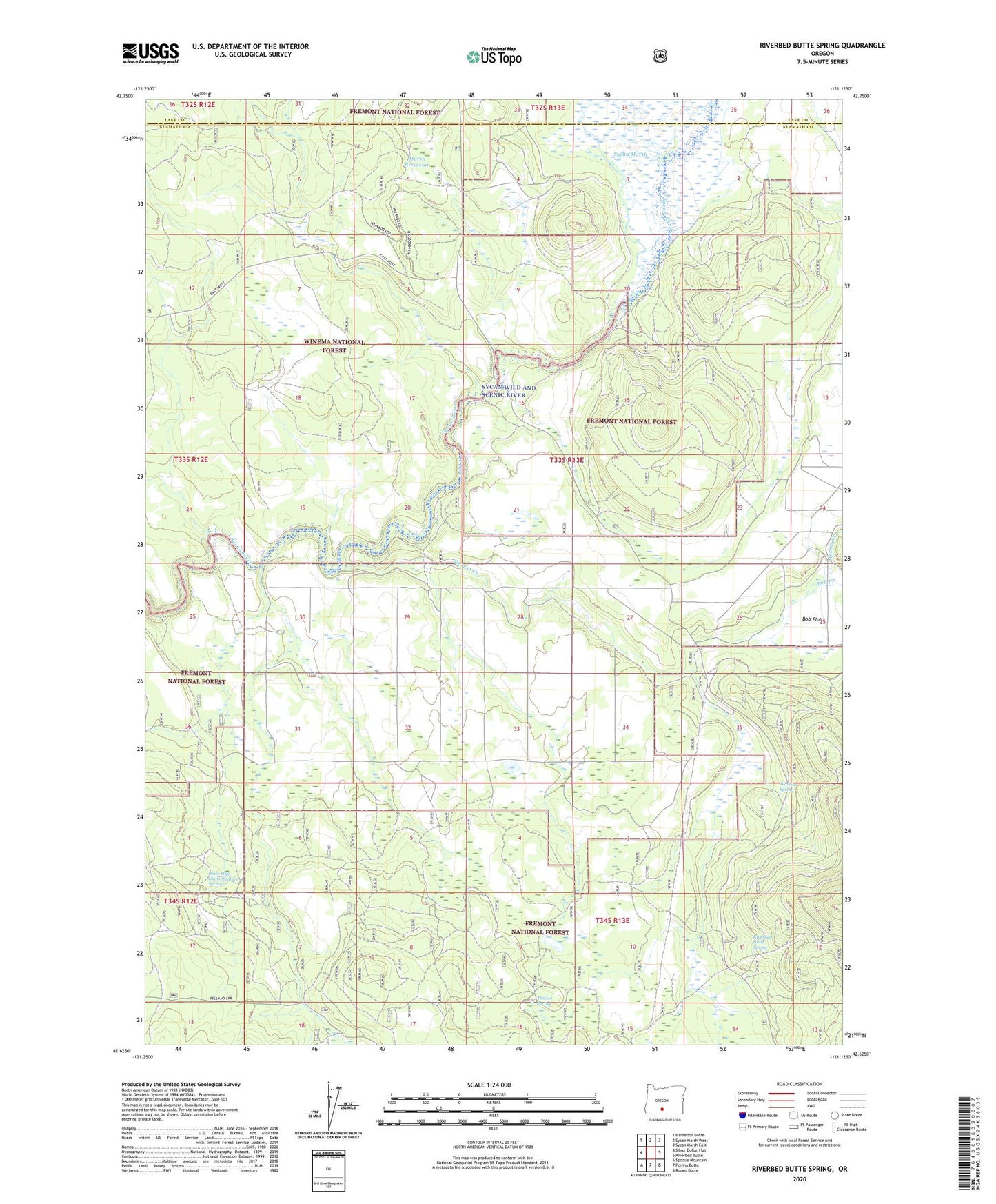 Riverbed Butte Spring Oregon US Topo Map Image