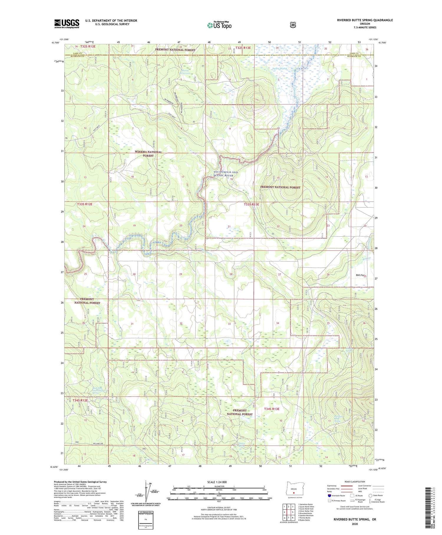 Riverbed Butte Spring Oregon US Topo Map Image
