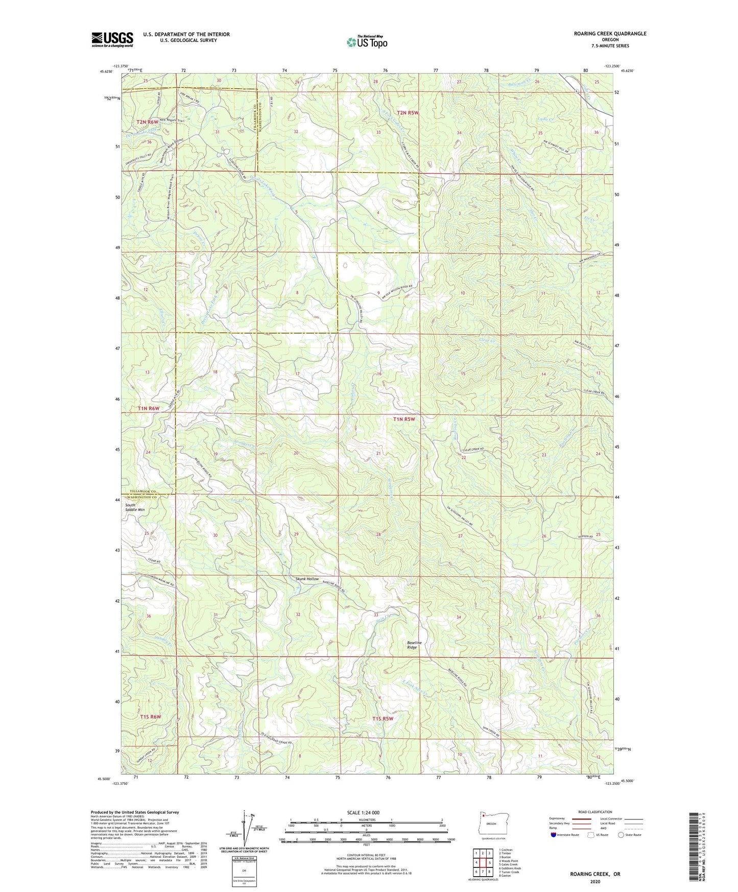 Roaring Creek Oregon US Topo Map Image
