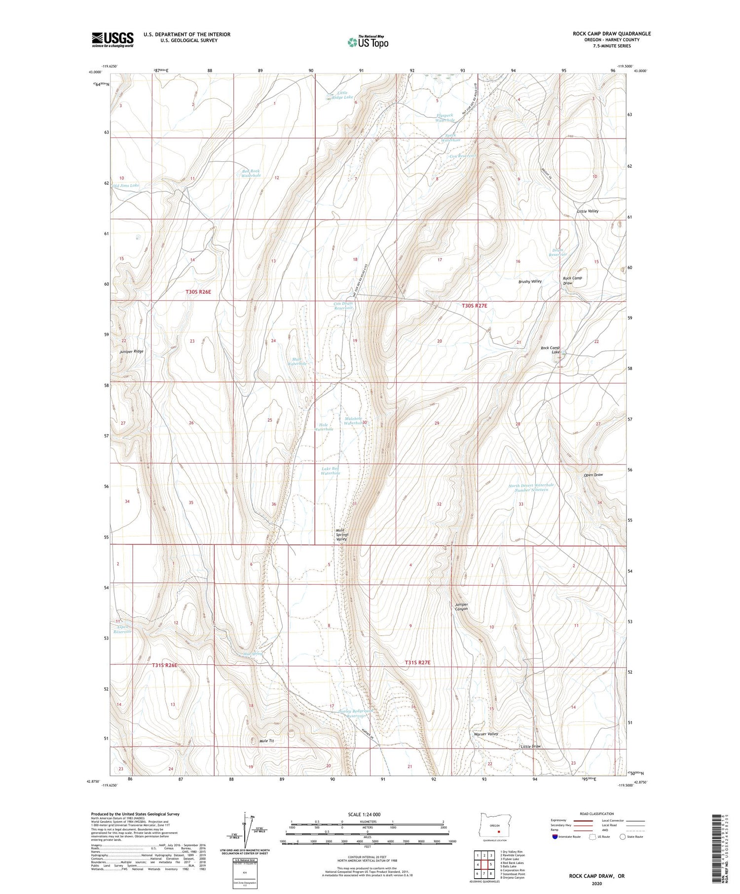 Rock Camp Draw Oregon US Topo Map Image