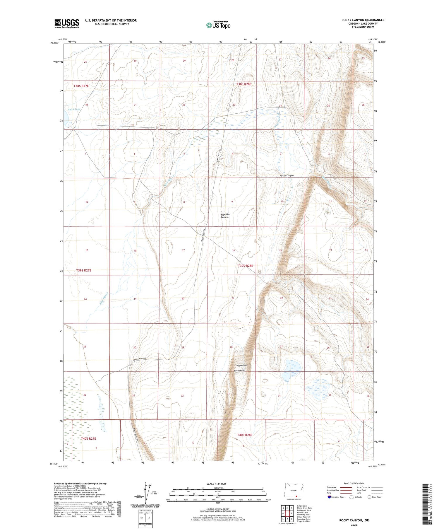Rocky Canyon Oregon US Topo Map Image