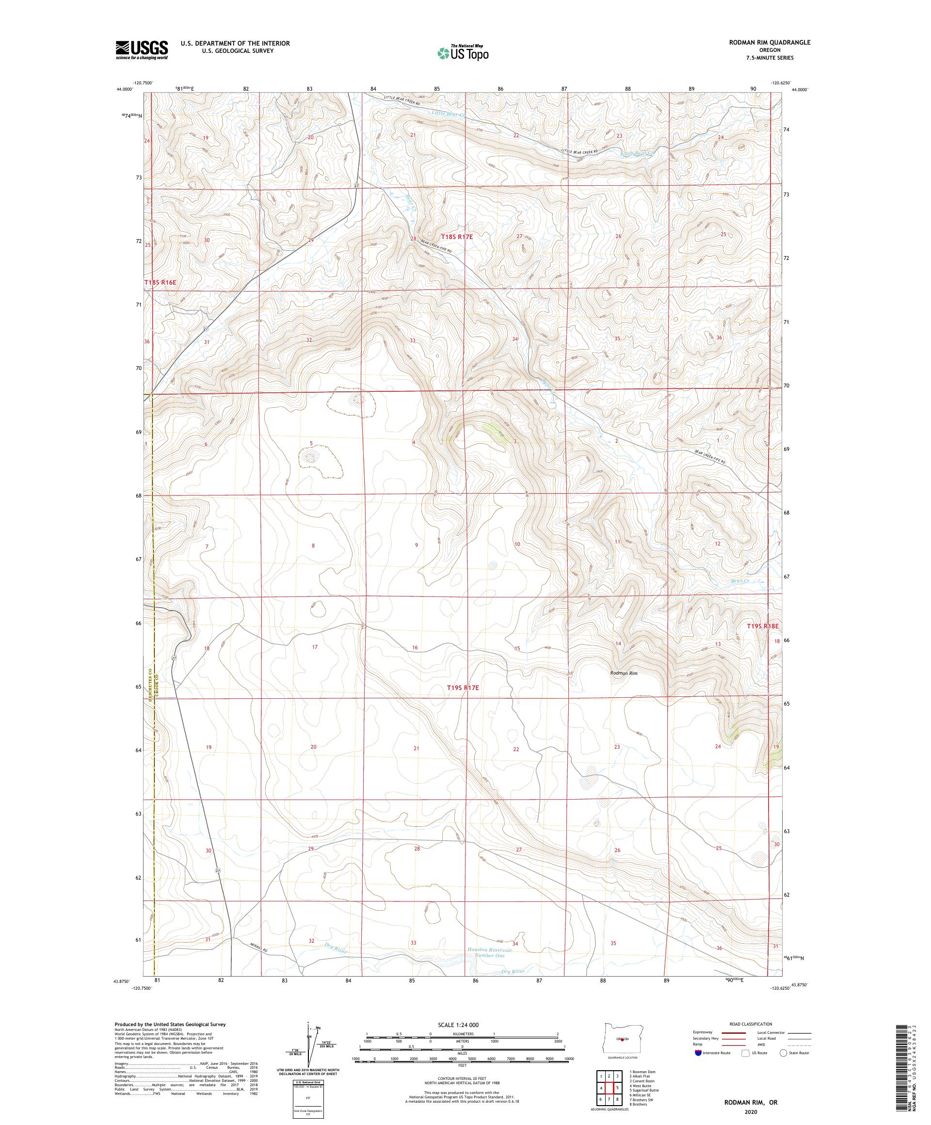 Rodman Rim Oregon US Topo Map – MyTopo Map Store