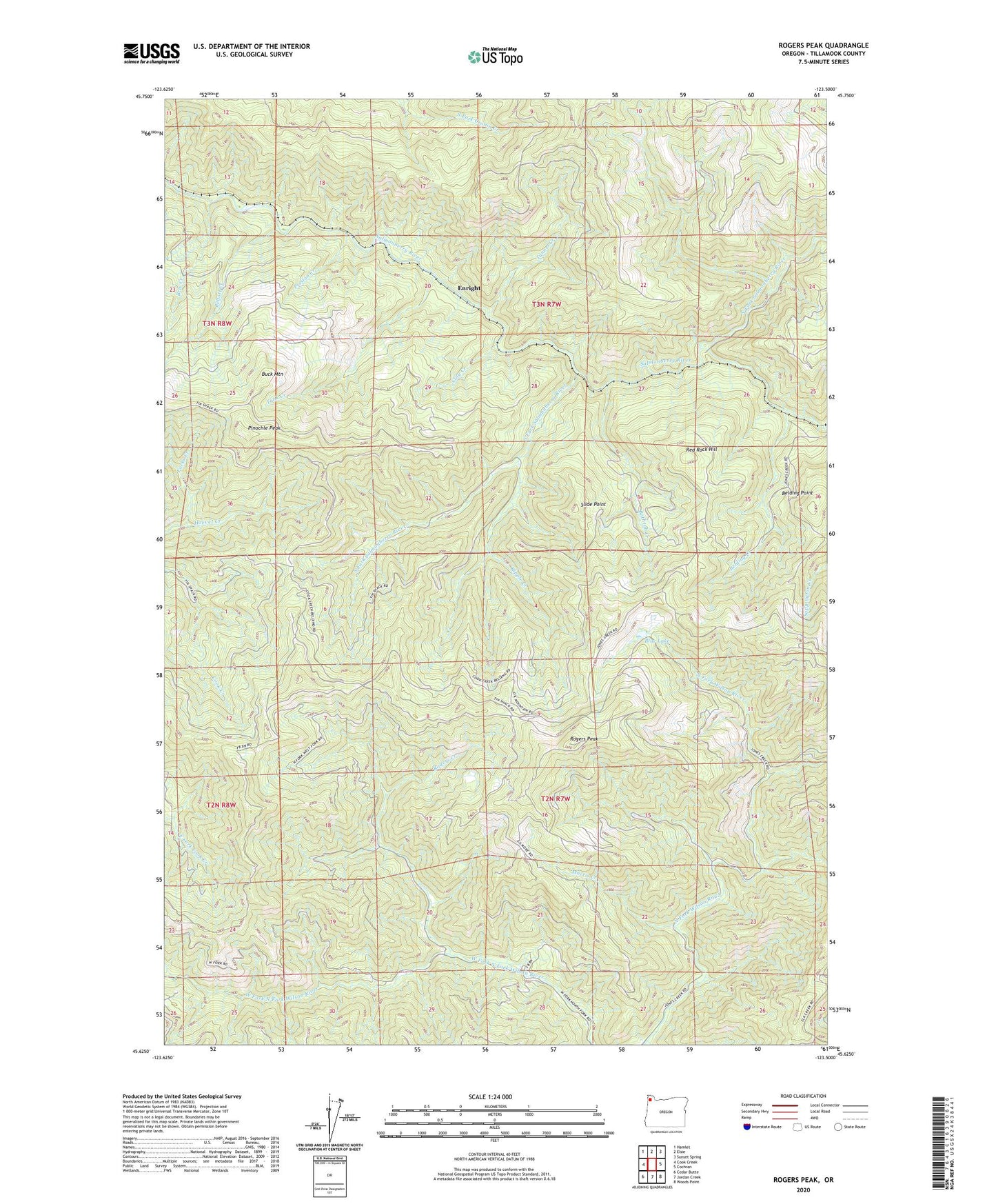 Rogers Peak Oregon US Topo Map Image