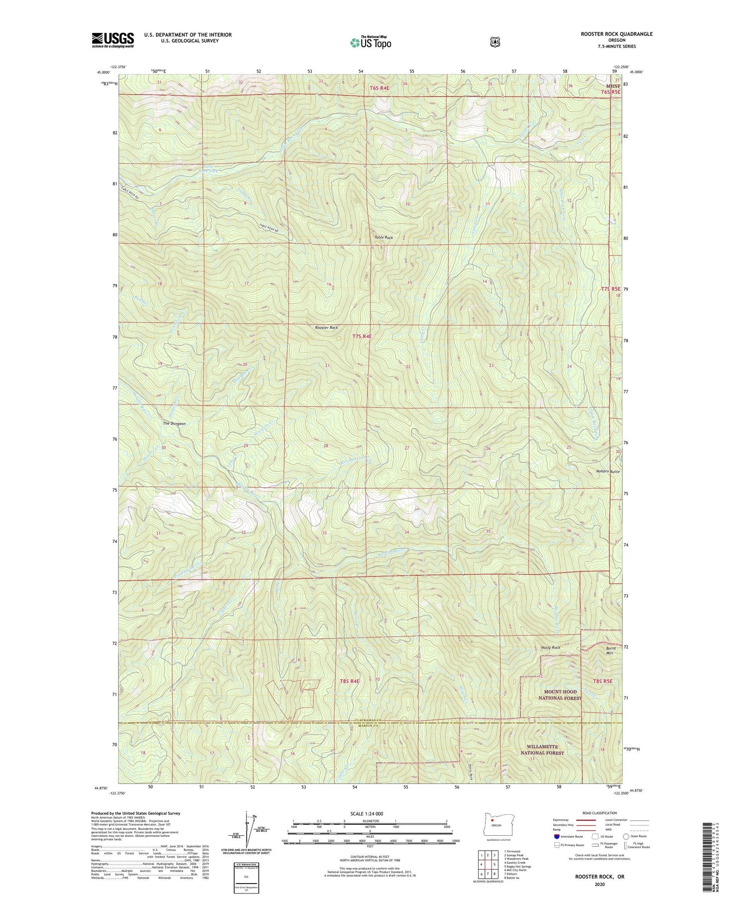 Rooster Rock Oregon US Topo Map Image