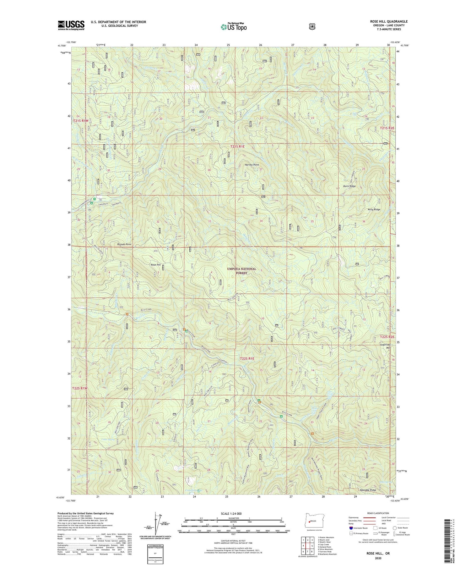 Rose Hill Oregon US Topo Map Image
