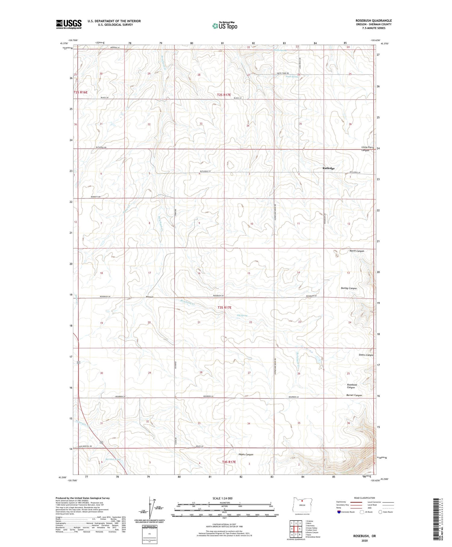 Rosebush Oregon US Topo Map Image