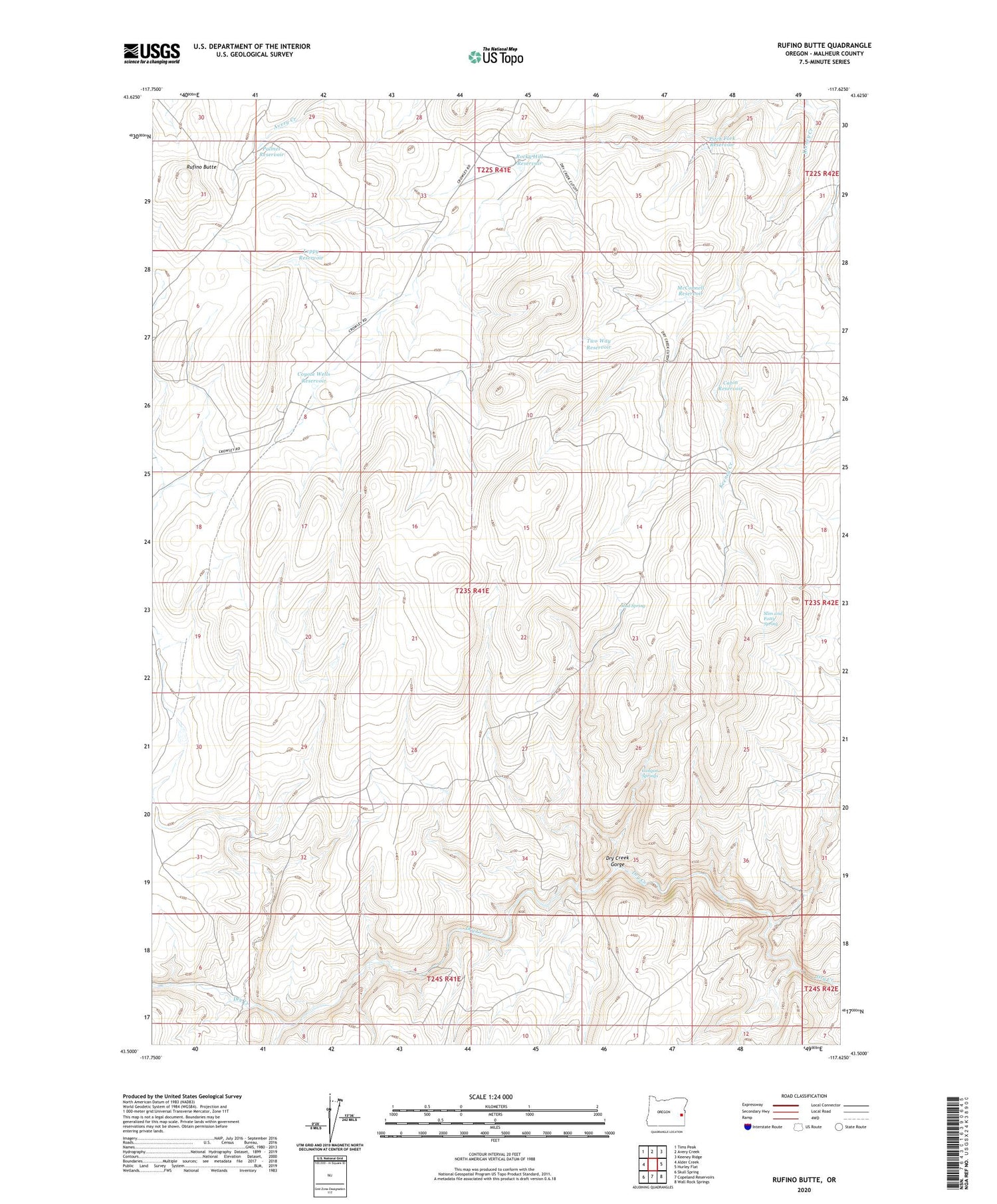 Rufino Butte Oregon US Topo Map Image