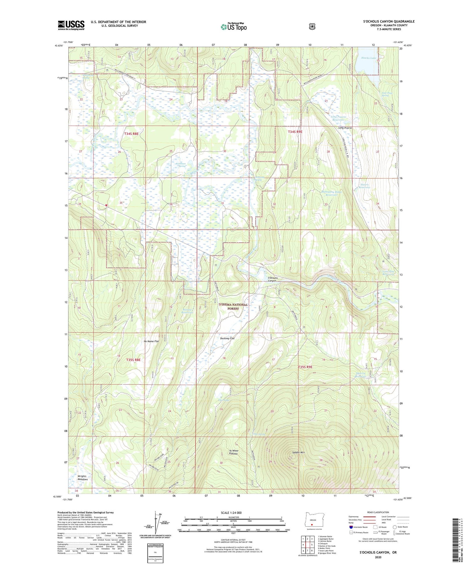 S'Ocholis Canyon Oregon US Topo Map Image