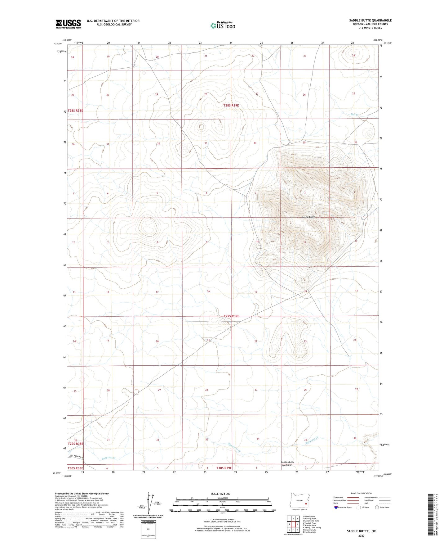 Saddle Butte Oregon US Topo Map Image