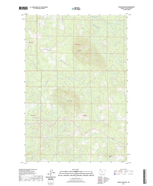 Saddle Mountain Oregon US Topo Map Image