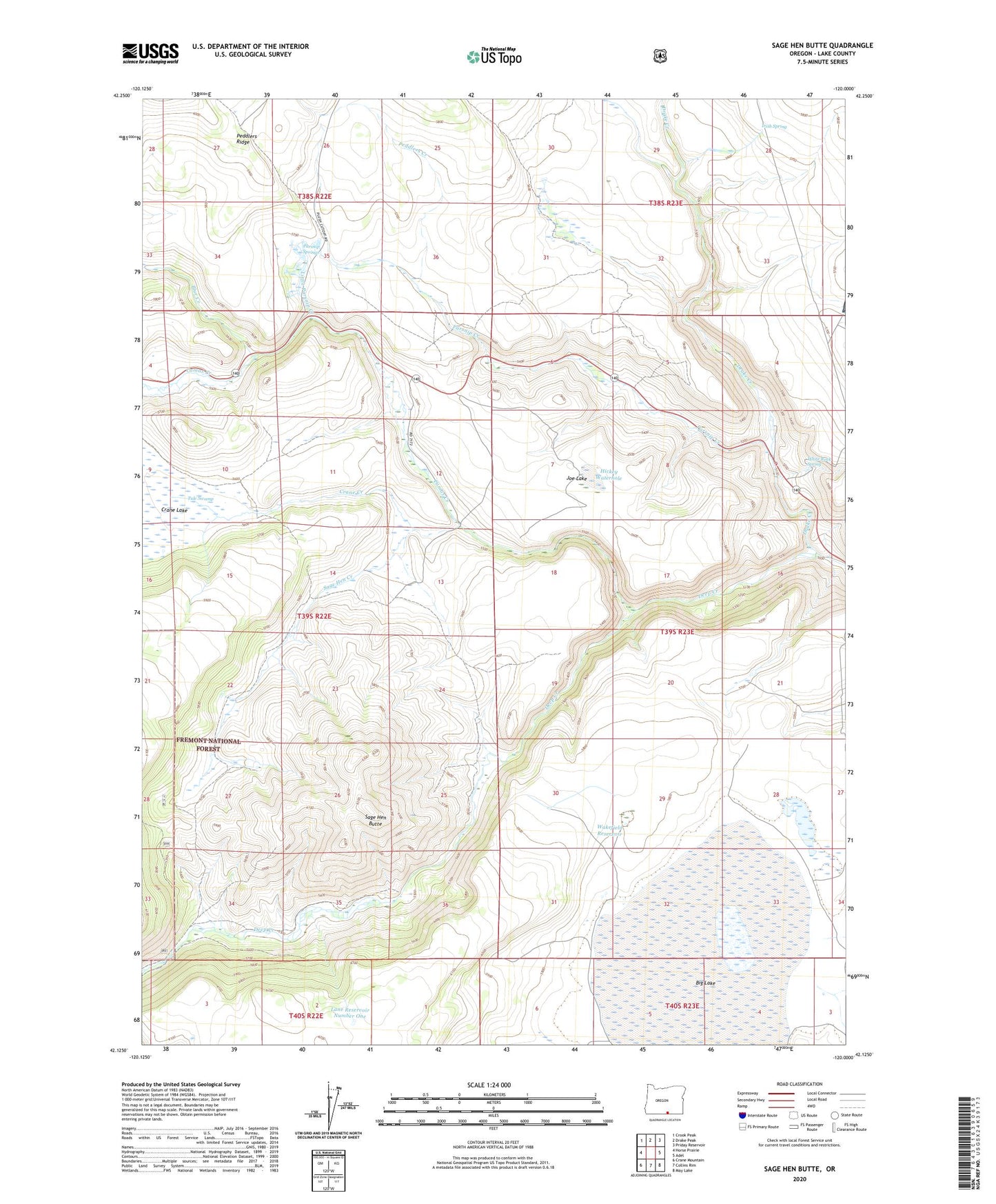 Sage Hen Butte Oregon US Topo Map Image