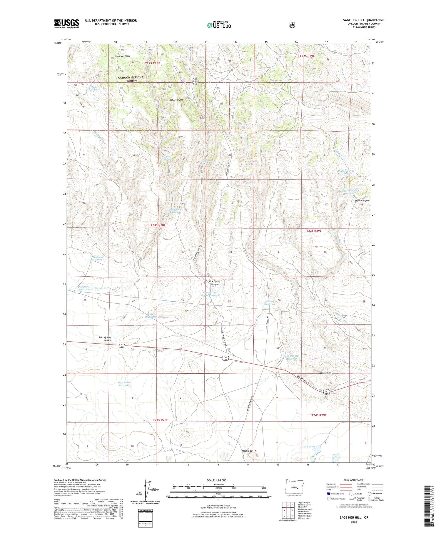 Sage Hen Hill Oregon US Topo Map Image