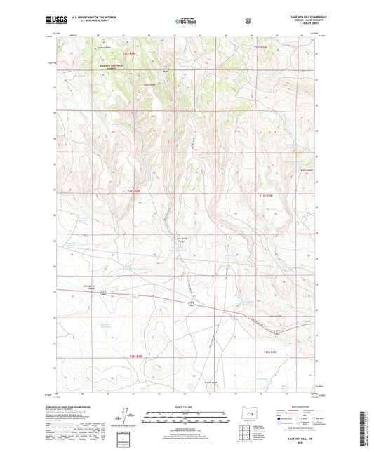 Sage Hen Hill Oregon US Topo Map Image
