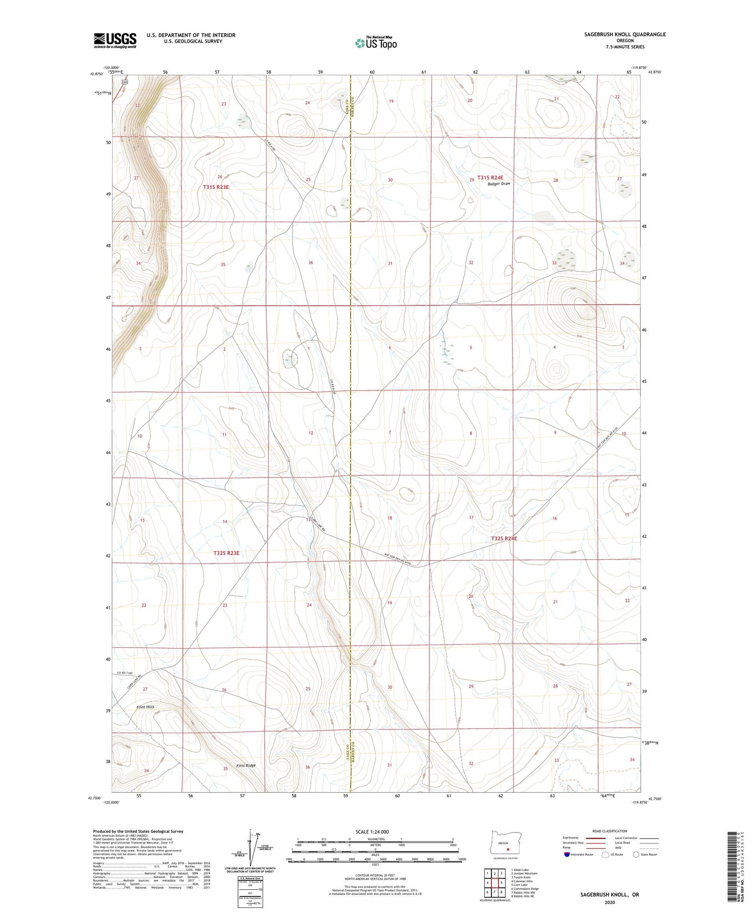 Sagebrush Knoll Oregon US Topo Map Image