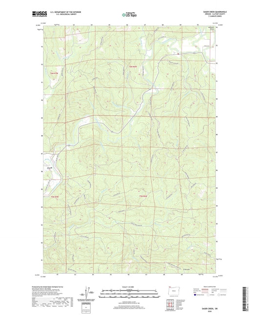 Sager Creek Oregon US Topo Map Image