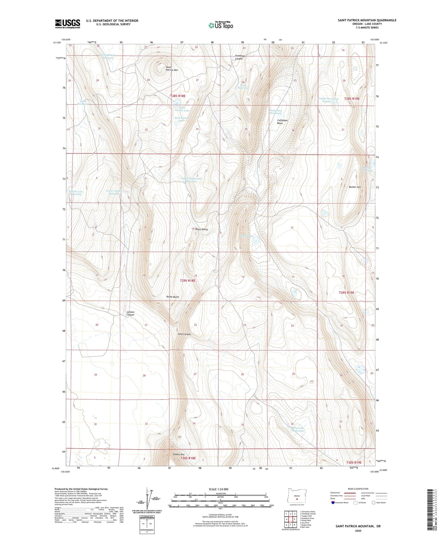 Saint Patrick Mountain Oregon US Topo Map Image