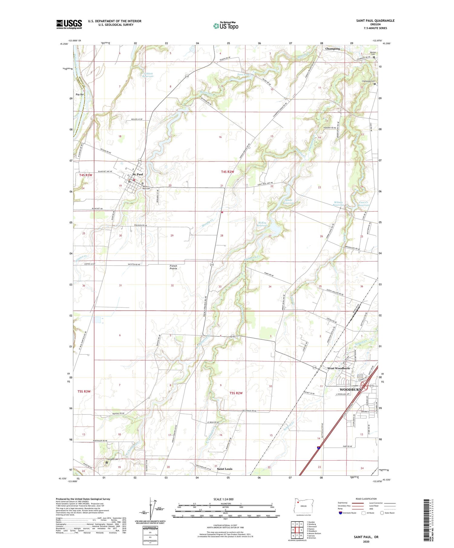 Saint Paul Oregon US Topo Map Image