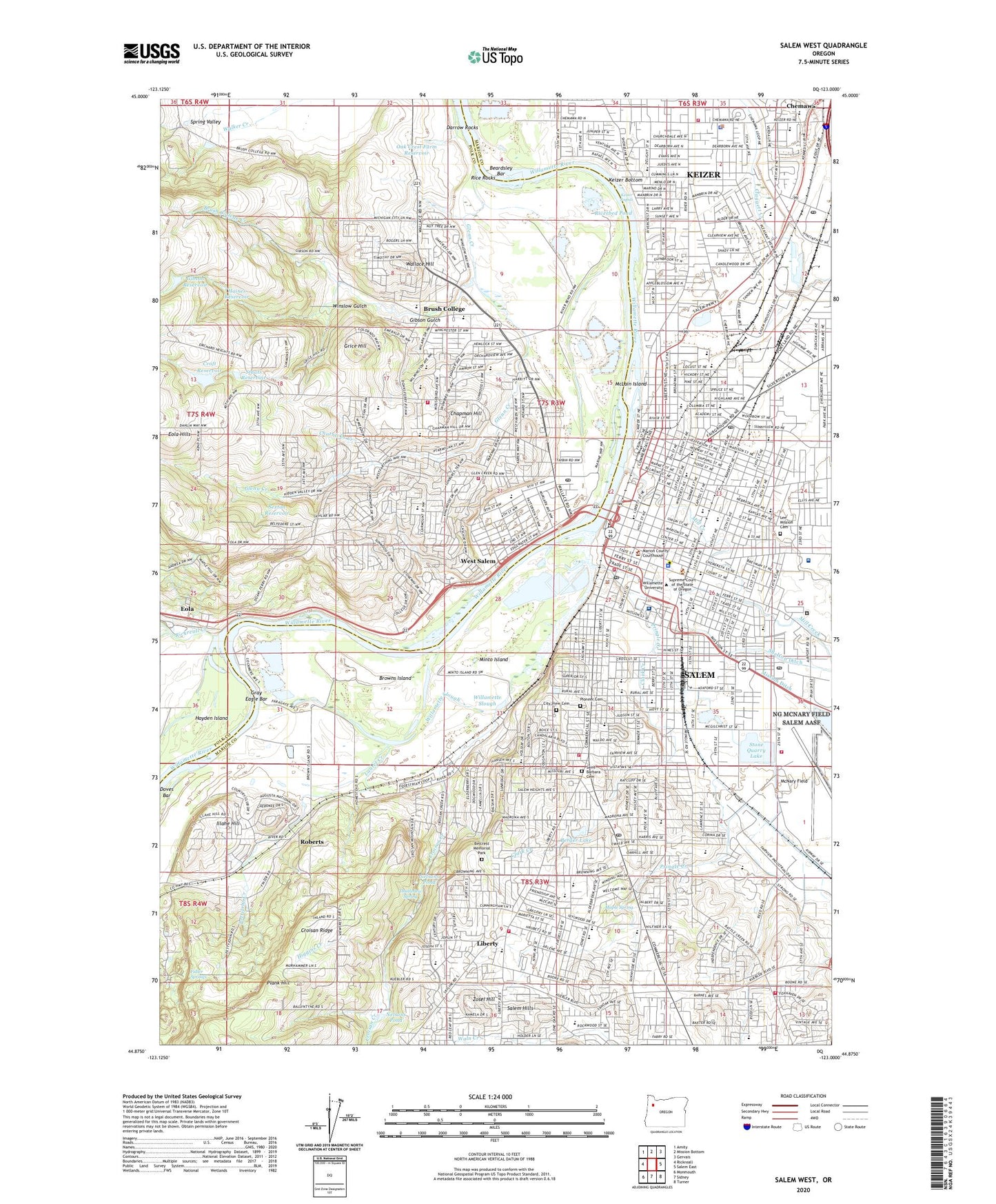 Salem West Oregon US Topo Map Image