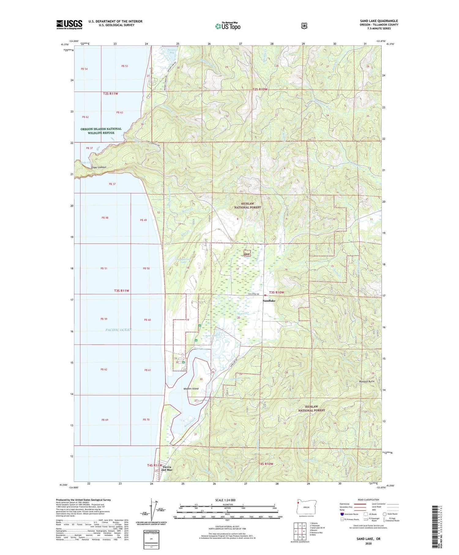 Sand Lake Oregon US Topo Map Image