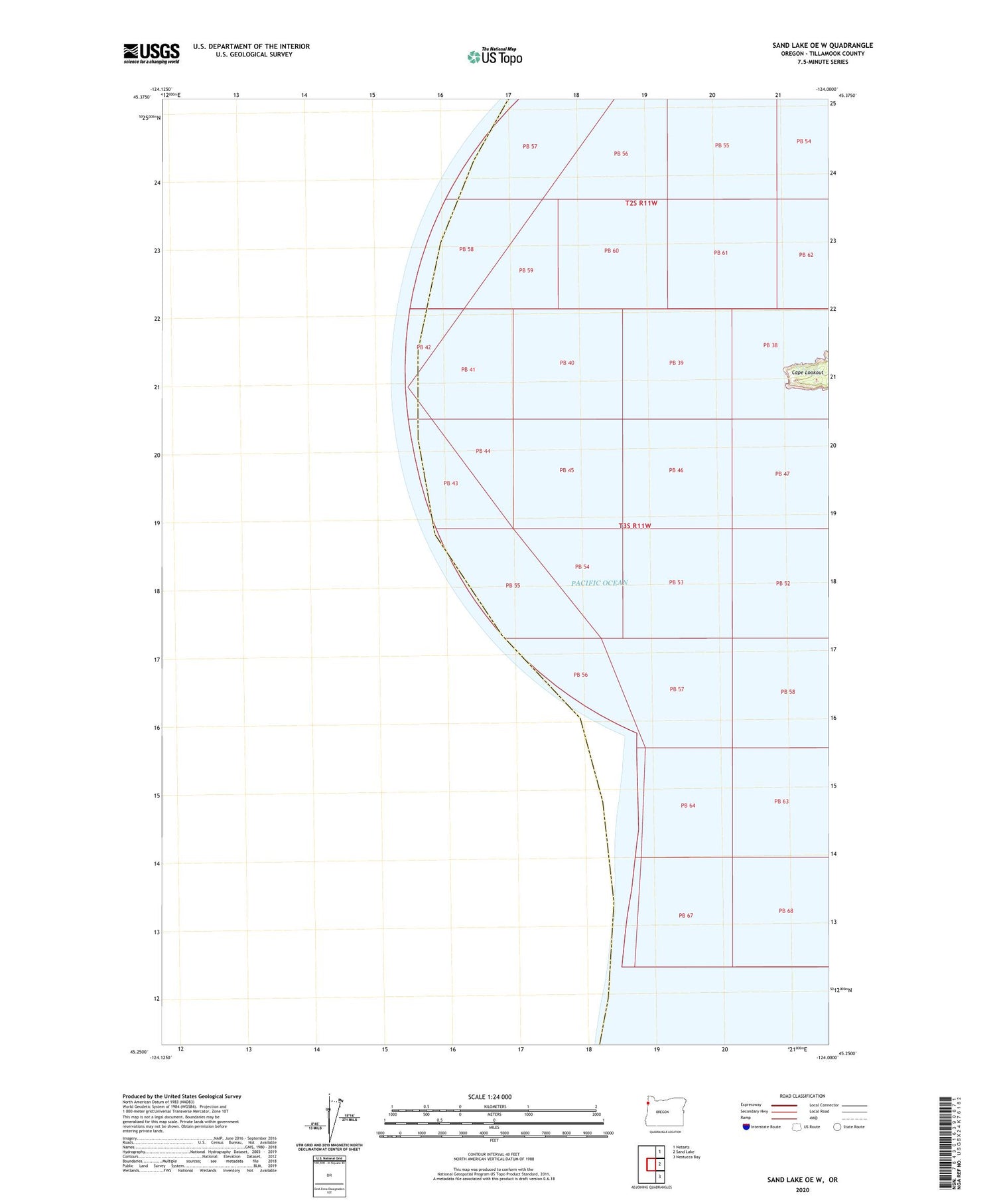 Sand Lake OE W Oregon US Topo Map Image